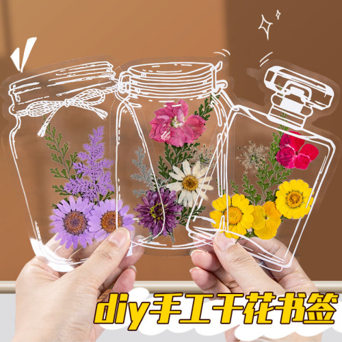 乾花書簽套裝diy材料創意文具學生手工送禮物植物空白透明pet書簽