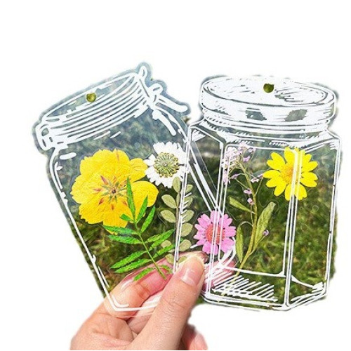 乾花書簽套裝diy材料創意文具學生手工送禮物植物空白透明pet書簽