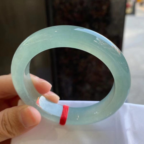 翡翠手鐲女冰種白月光水潤正圈圓鐲子高冰緬甸老坑翡翠玉手鐲女款