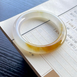 天然緬甸老坑翡翠手鐲冰種黃翡圓條正圈玉鐲子翡翠手鐲送禮玉手鐲