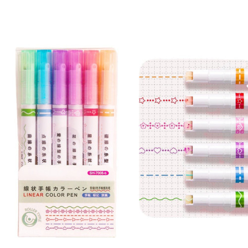 雙頭花型輪廓筆批髮套裝學生diy造型手帳繪畫專用手抄報星球線形