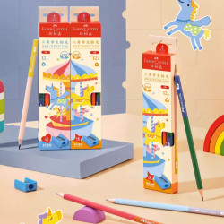 煇柏嘉2B鉛筆學生專用遊樂場考試兒童寫字HB卡通創意拼色三角鉛筆