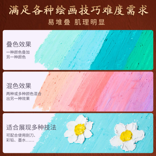 煇柏嘉重彩油畫棒套裝模版24色美術生繪畫專業級超軟塗鴉白色蠟筆