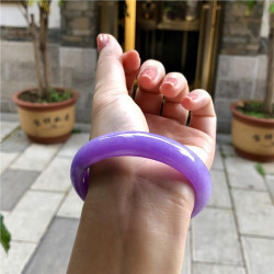緬甸翡翠手鐲冰糯種紫羅蘭玉鐲老坑冰種春彩紫色正圈貴妃鐲少女款