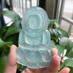 天然緬甸翡翠觀音吊墜高冰透翡翠吊墜冰種翡翠男女款掛件玉石觀音