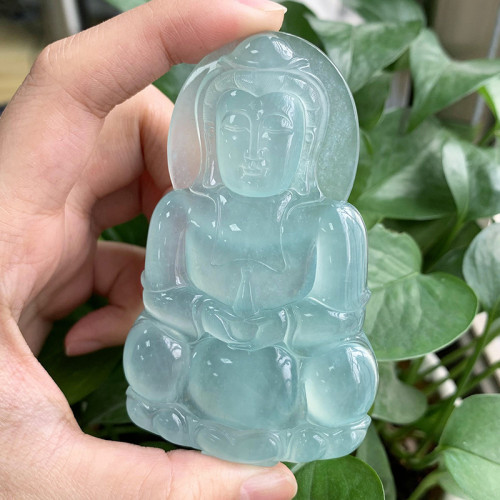 天然緬甸翡翠觀音吊墜高冰透翡翠吊墜冰種翡翠男女款掛件玉石觀音