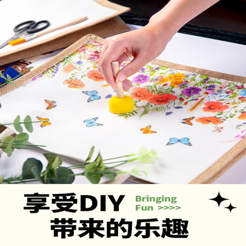 手工包包diy材料套裝手繪玫瑰創意聖誕節團建禮品學生手提帆布袋