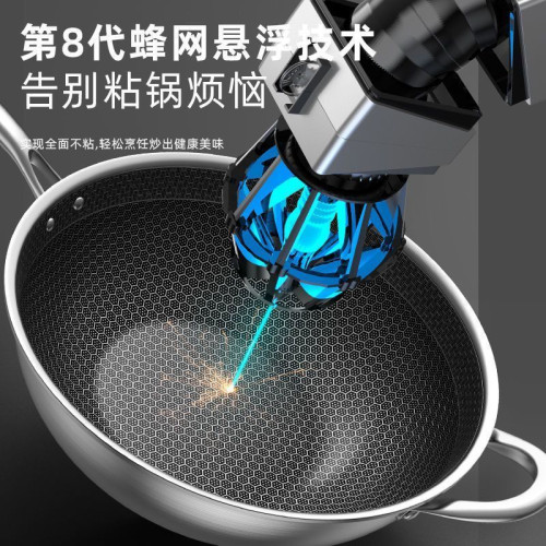 德國不鏽鋼炒鍋不粘鍋無塗層家用平底蜂窩電磁爐燃氣通用炒菜鍋具