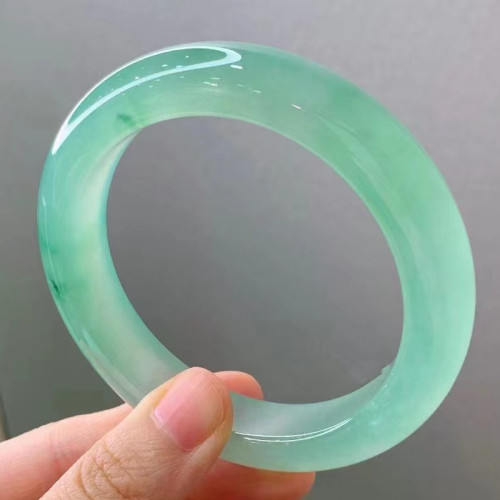 天然緬甸翡翠冰種手鐲陽綠油青高冰透綠正圈翡翠玉石鐲子女款送人