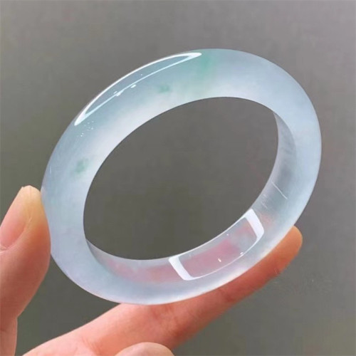 翡翠手鐲白冰透玉鐲子白月光年輕款高冰種晴水翡翠玉手鐲処理女款