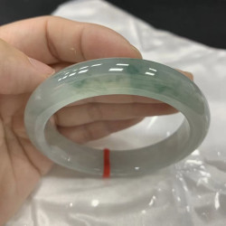 天然緬甸翡翠玉手鐲女款超仙飄藍花冰種翡翠手鐲冰透送禮批髮少女