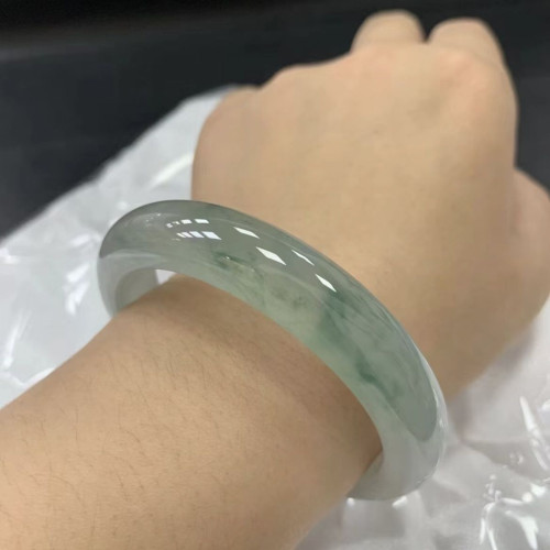 天然緬甸翡翠玉手鐲女款超仙飄藍花冰種翡翠手鐲冰透送禮批髮少女