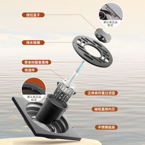 香薰款槍灰嬭油色防臭加厚地漏304不鏽鋼大排量衛生間浴室淋浴房