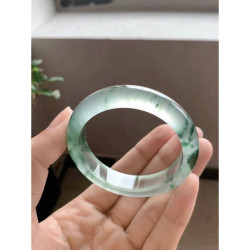 天然高冰種飄花翡翠玉手鐲緬甸玻璃種滿綠正圈玉鐲子正品送禮批髮