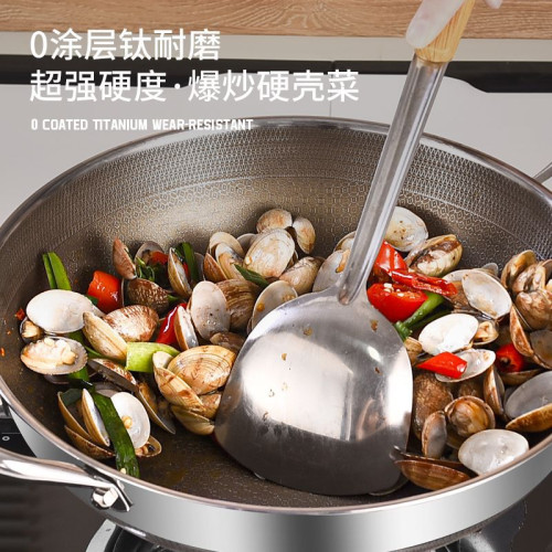 新款鈦盾無塗層不粘鍋家用炒菜鍋有鈦不鏽鋼炒鍋電磁爐鈦鍋平底鍋