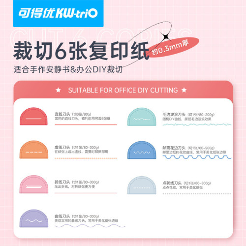 可得優七合一裁紙刀塑料照片手帳花邊美工刀多功能裁紙波浪切紙刀
