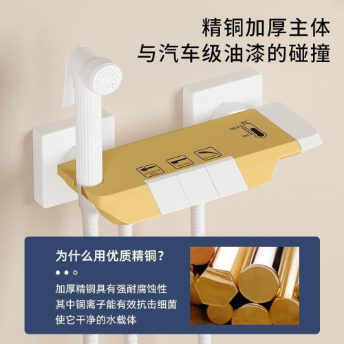 白色簡易淋浴花灑套裝鋼琴按鍵家用衛浴分體式衛生間浴室增壓噴頭