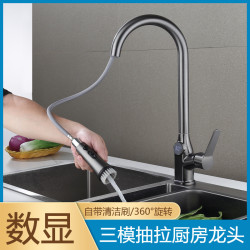 廠家直銷廚房抽拉多功能水龍頭家用洗菜盆水槽冷熱防濺水龍頭套裝
