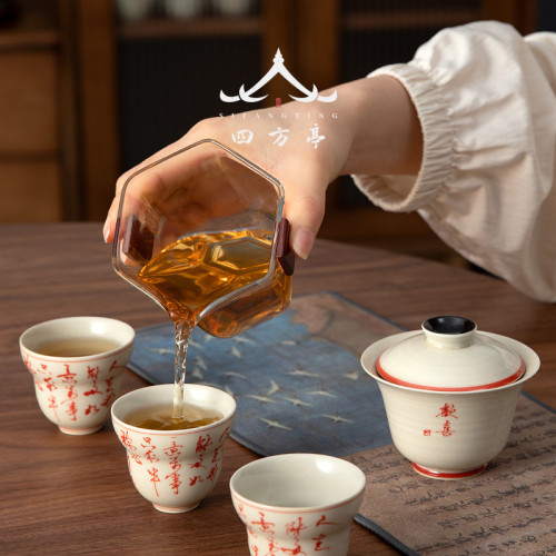 景德鎮手繪蓋碗茶盃復古風中式陶瓷泡茶碗茶具蓋盃二才不燙手