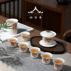 白瓷蓋碗功夫茶具套裝茶盃茶壺logo禮品高檔伴手禮開業送禮
