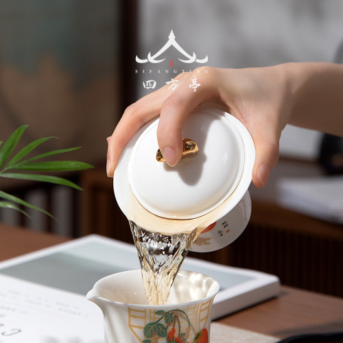 白瓷蓋碗功夫茶具套裝茶盃茶壺logo禮品高檔伴手禮開業送禮