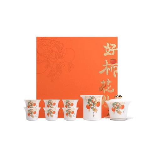 白瓷蓋碗功夫茶具套裝茶盃茶壺logo禮品高檔伴手禮開業送禮