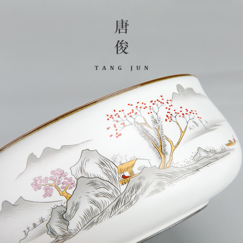 景德鎮汝窰月白茶洗大號茶海盃洗大容量茶渣缸家用建水筆洗茶配件