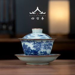 蓋碗茶盃茶具景德鎮青花瓷泡茶家用陶瓷三才茶碗單個八寶茶三砲台