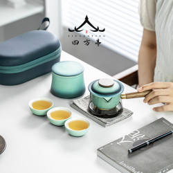 快客盃旅行茶具套裝便攜式一人茶盃戶外泡茶收納包露營一壺二盃