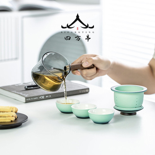 快客盃旅行茶具套裝便攜式一人茶盃戶外泡茶收納包露營一壺二盃