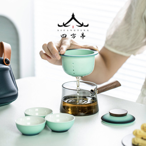 快客盃旅行茶具套裝便攜式一人茶盃戶外泡茶收納包露營一壺二盃