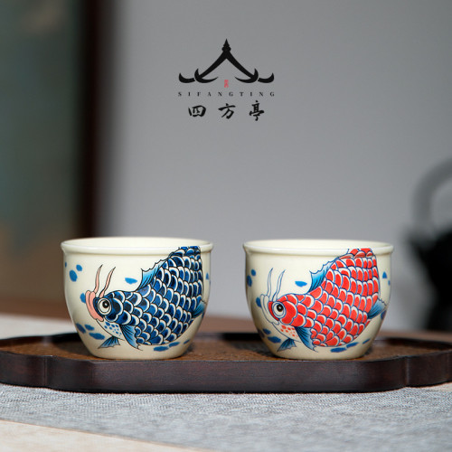 主人盃情侶對盃套裝一對功夫茶盃茶具禮盒茶碗茶盞景德鎮盃子