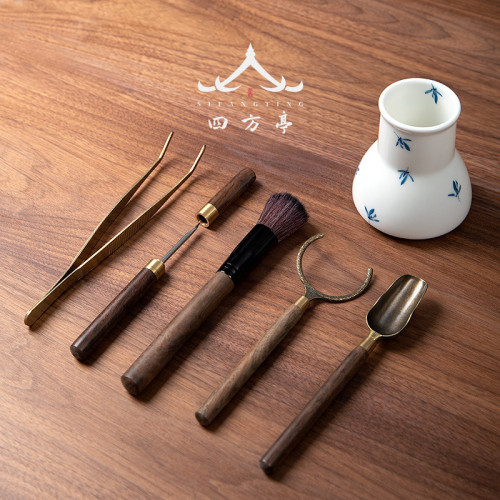 茶道六君子景德鎮手繪花插茶具配件泡茶工具茶藝茶刀茶夾鑷子茶勺