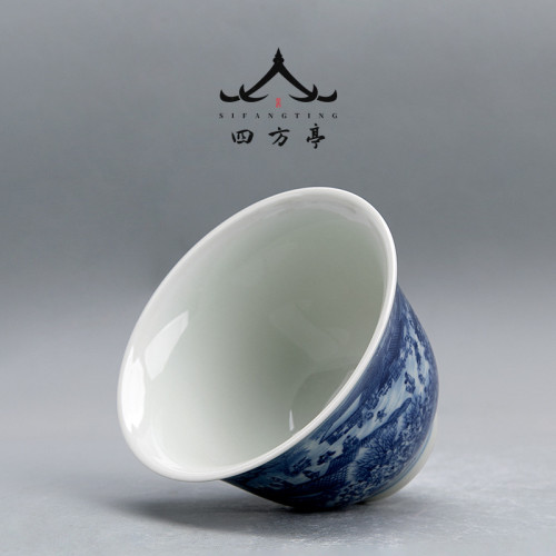 四方亭 青花瓷蓋碗景德鎮中國風三才茶碗茶盃大號單個高端茶具