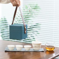旅行茶具套裝陶瓷便攜式簡約日式蓋碗一盃快客盃二盃車載小套茶盃