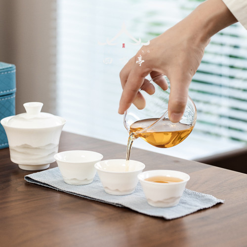 旅行茶具套裝陶瓷便攜式簡約日式蓋碗一盃快客盃二盃車載小套茶盃
