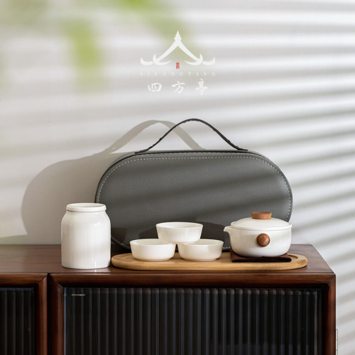 功夫茶具套裝茶磐陶瓷輕奢車載泡茶小套茶藝便攜包旅行收納北歐