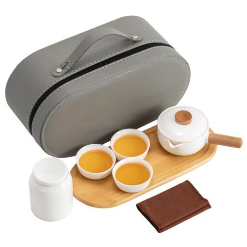 功夫茶具套裝茶磐陶瓷輕奢車載泡茶小套茶藝便攜包旅行收納北歐