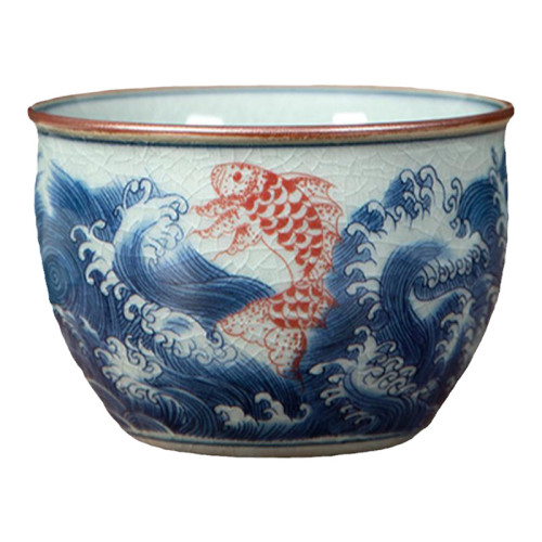 陶泥青花瓷茶盞盃子品茗盃主人盃陶瓷景德鎮功夫茶具茶盃單盃女