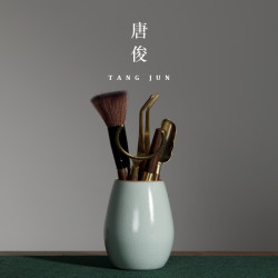汝窰茶道六君子茶夾茶筆茶匙茶刀配件茶具用品六件套套裝工具大全
