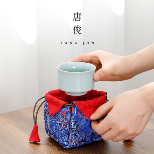 汝窰主人盃姓氏大號男士品茗茶盃陶開片可養汝瓷茶具盃子