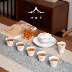 景德鎮手繪茶具套裝手工羊脂玉女士功夫蓋碗茶盃陶瓷輕奢下午茶