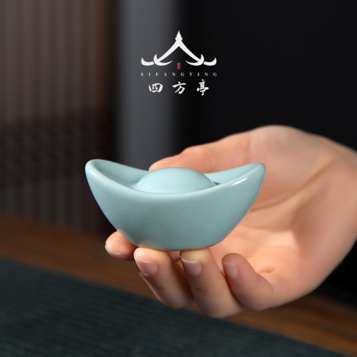 四方亭 茶寵擺件精品高端可養茶桌茶磐創意茶玩茶具配件汝窰兔子