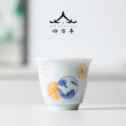 日式小茶盃陶瓷品茗盃釉下彩茶具主人盃單盃茶盞茶碗白瓷薄胎