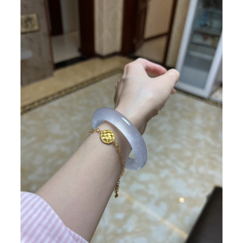 天然白月光翡翠手鐲新款冰種正圈玉鐲子正品水潤晴水美人鐲少女款
