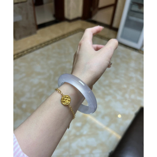 天然白月光翡翠手鐲新款冰種正圈玉鐲子正品水潤晴水美人鐲少女款