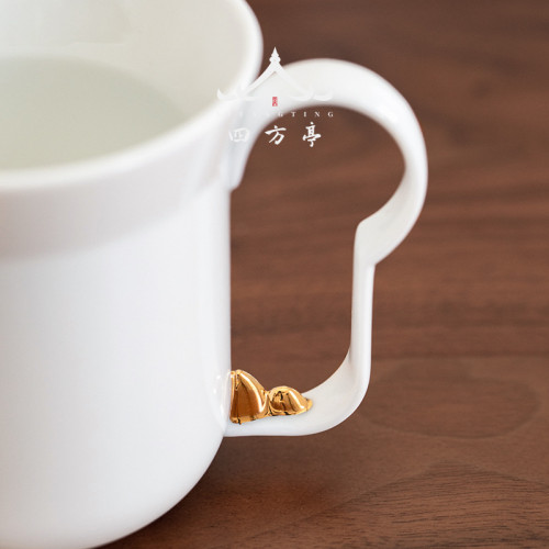 陶瓷茶盃泡茶盃辦公盃白瓷水盃帶蓋盃子茶水分離馬克盃帶手柄過濾