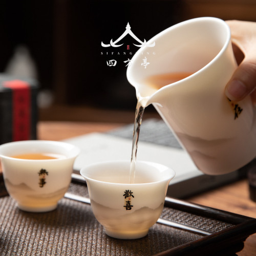 主人盃陶瓷品茗盃茶具白瓷白玉喝茶小盃子6衹德化茶碗茶盞客人盃