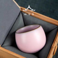 粉色官窰主人盃女生茶盃女士主人盃單盃大號品茗盃茶盞茶碗個人
