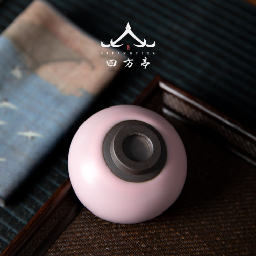 粉色官窰主人盃女生茶盃女士主人盃單盃大號品茗盃茶盞茶碗個人